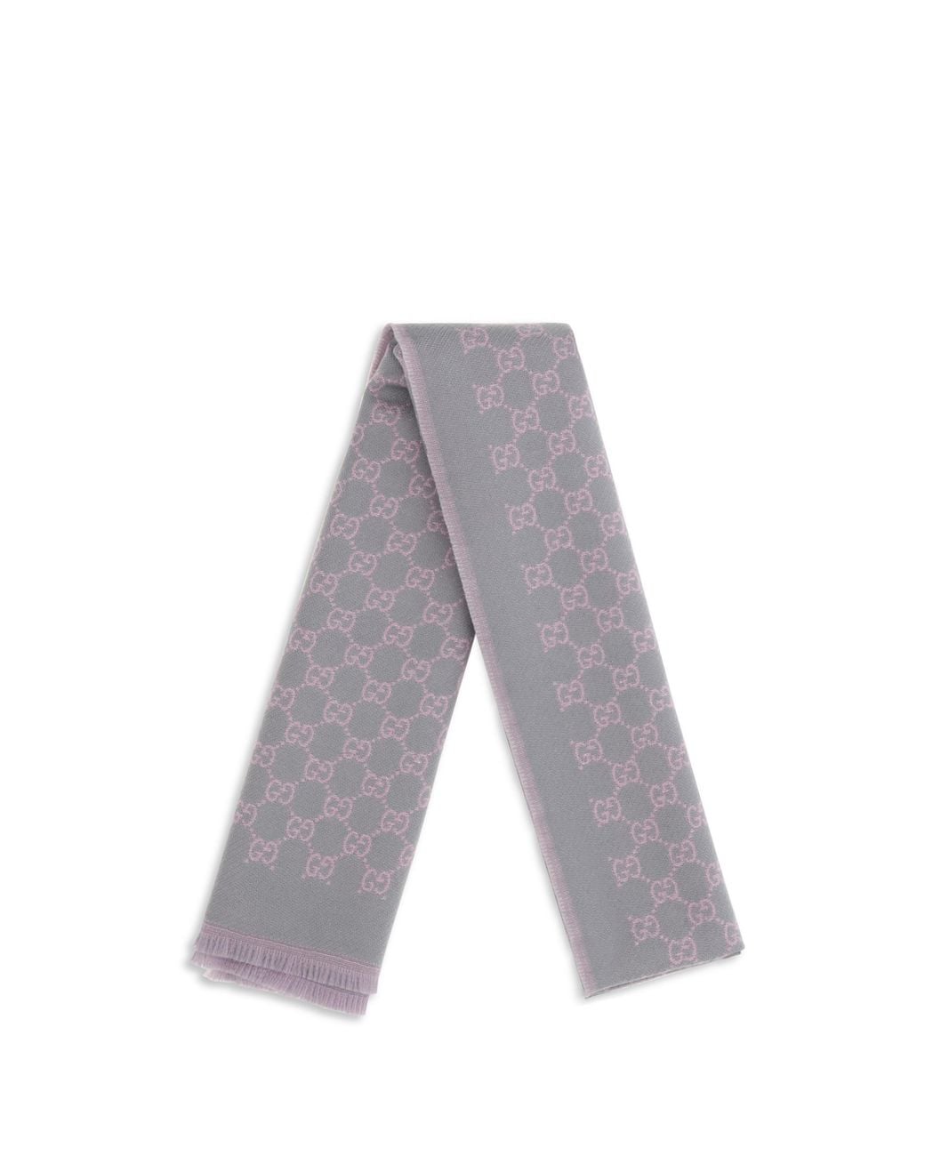Gucci White Wool Scarf Miss Stenny Gg Monogram Flannel Merino Scarfs