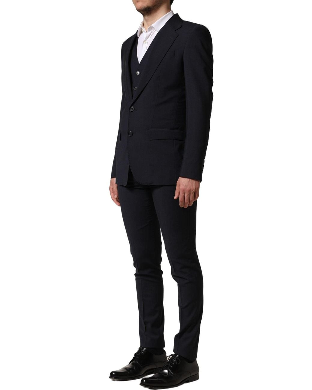 Dolce & Gabbana Black Dolce & Gabbana Wool Slim Fit Pant Suit for men