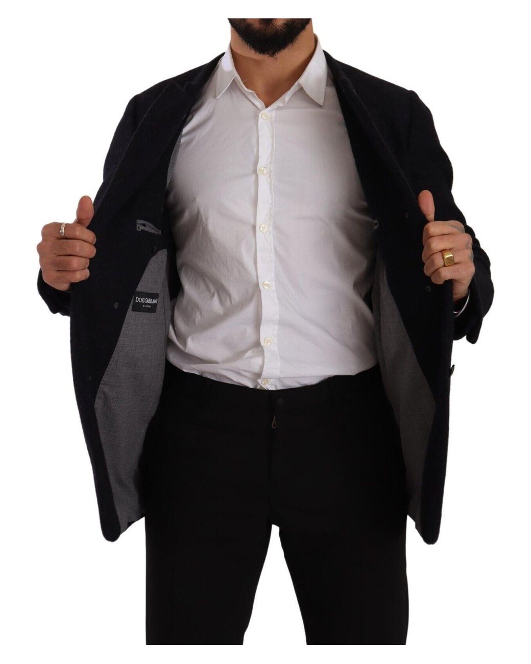 Dolce & Gabbana Black Gray Alpaca Button Down Men Coat Jacket for men