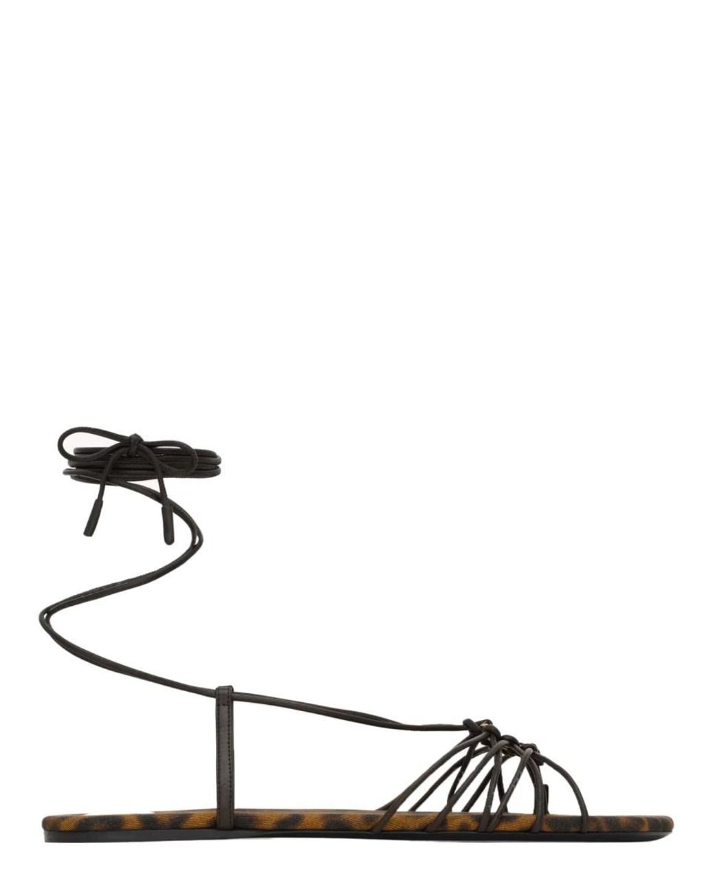 Saint Laurent White Babylone Lambskin Sandals