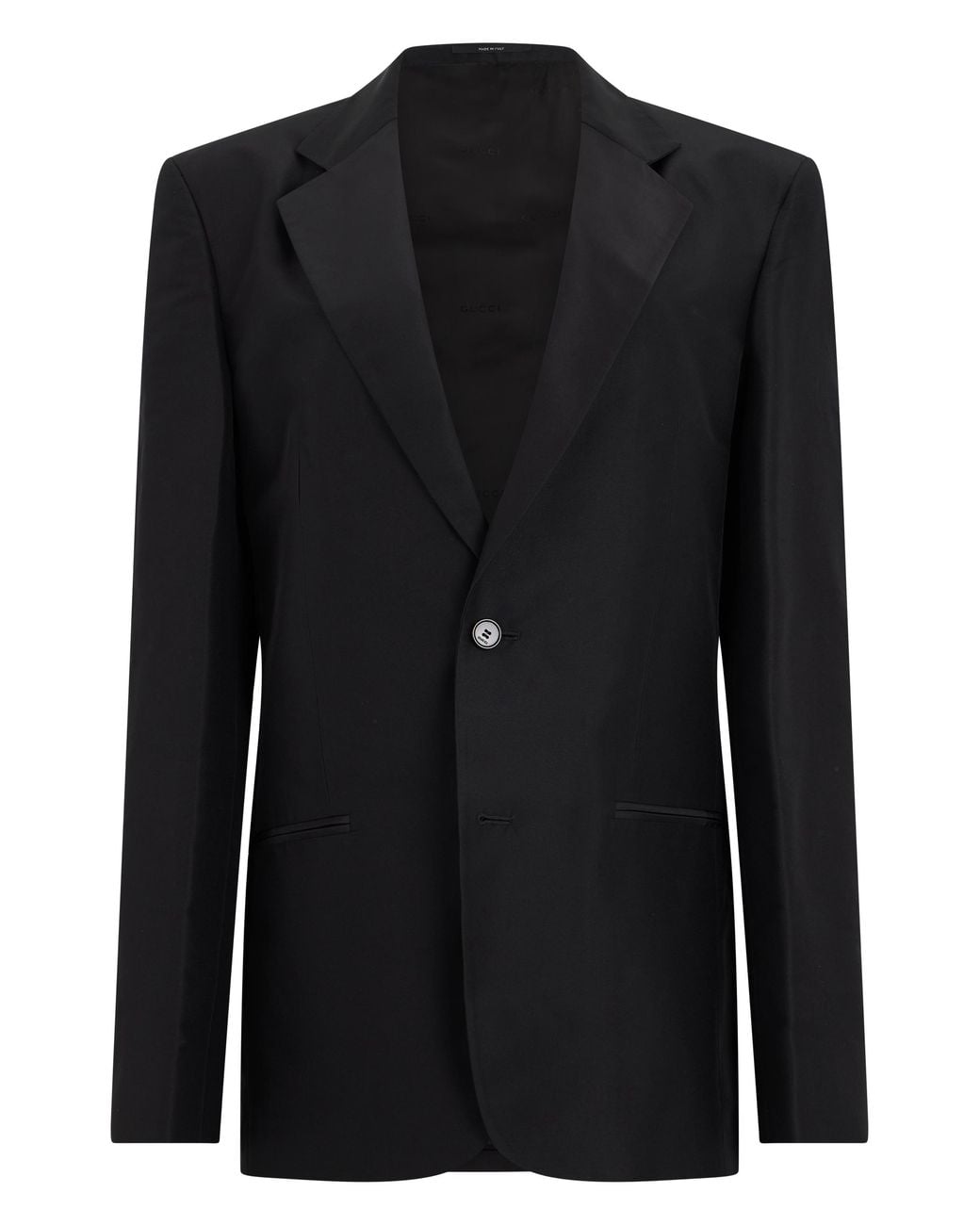 Gucci Black Single-Breasted Blazer Silk Blazers