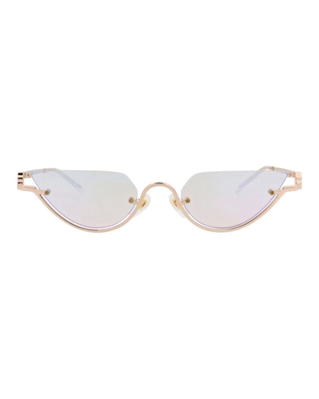 Gucci Metallic Sunglasses Cat Eye Semi Rim, Frame And Light Lens Gg1603S005