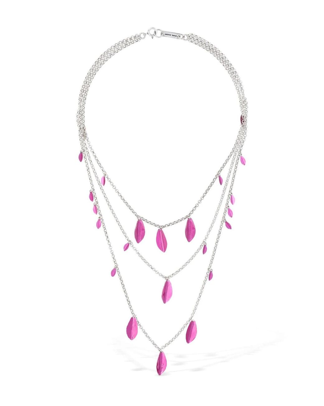 Isabel Marant Pink Metal Shiny Leaf Necklace Accessories Jewelry