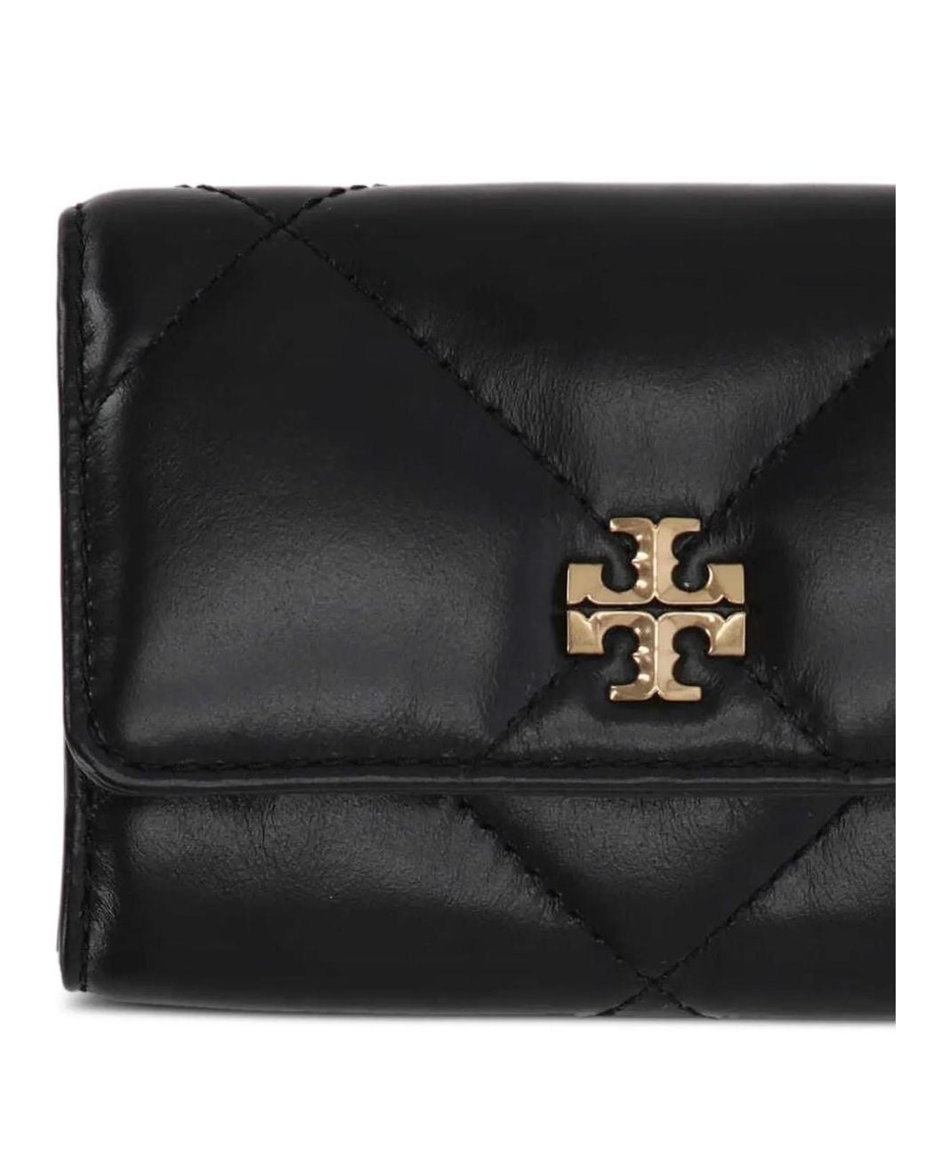 Tory Burch Black Kira Diamond Quilted Logo Card Case Accessories Wallets