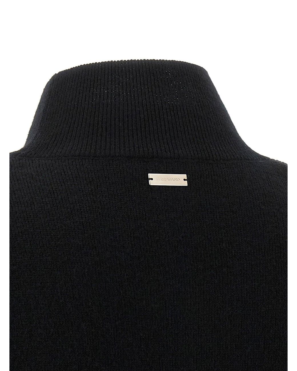 Ferragamo Black Ruffled Floral Insert Sweater