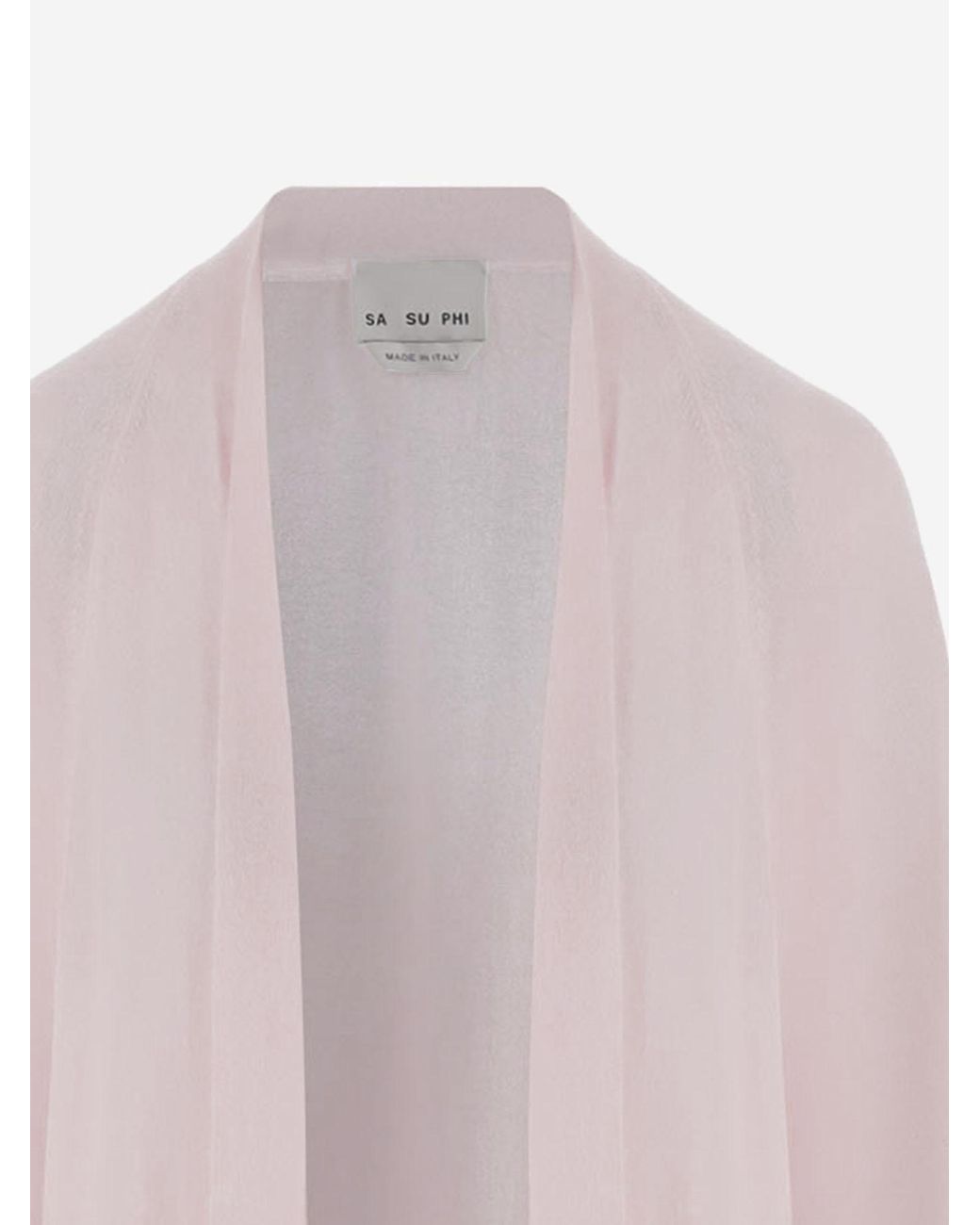 Sa Su Phi Pink Long Open Cashmere And Silk Knit Knitwear