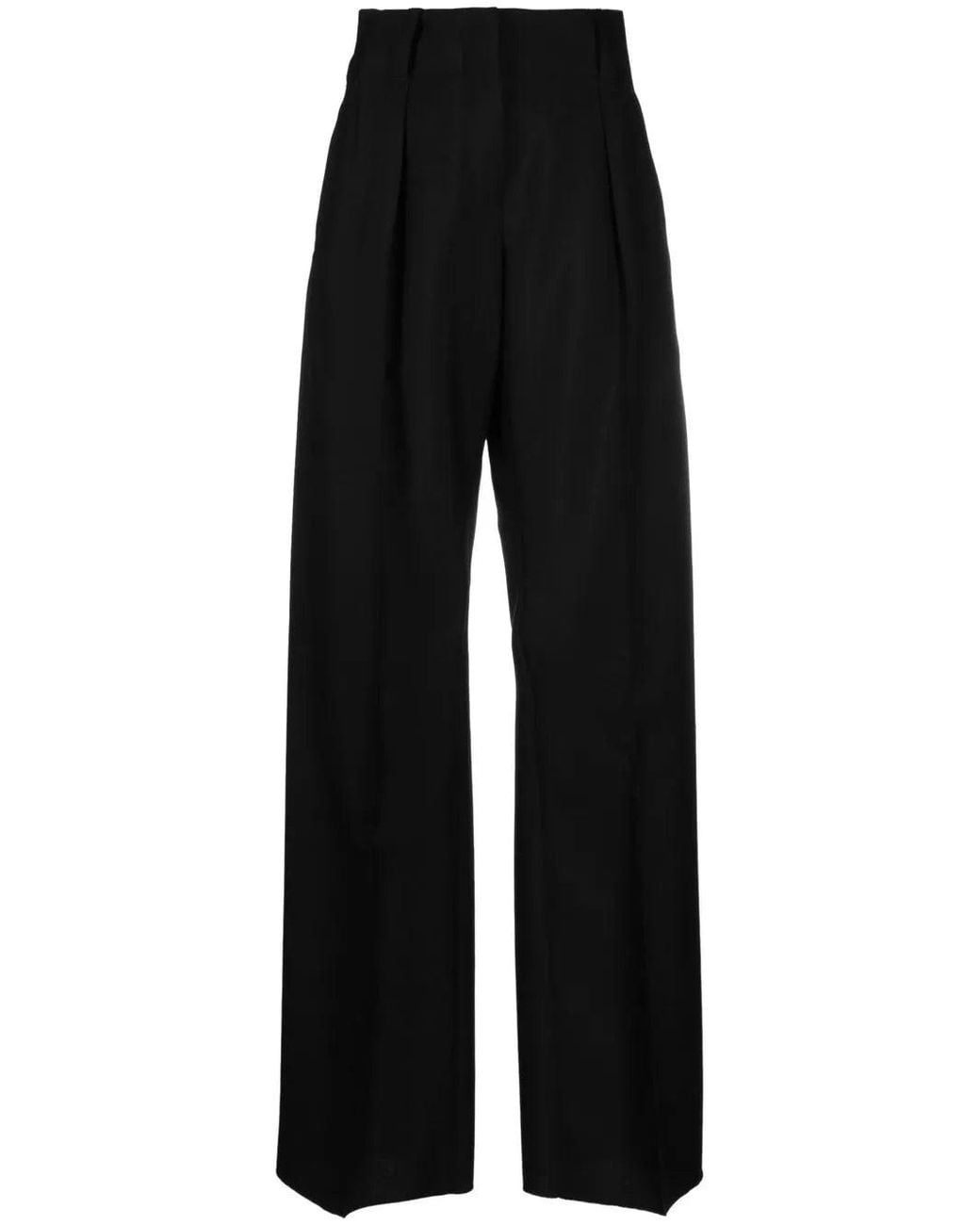 Ferragamo Black High-Waisted Wide-Leg Trousers