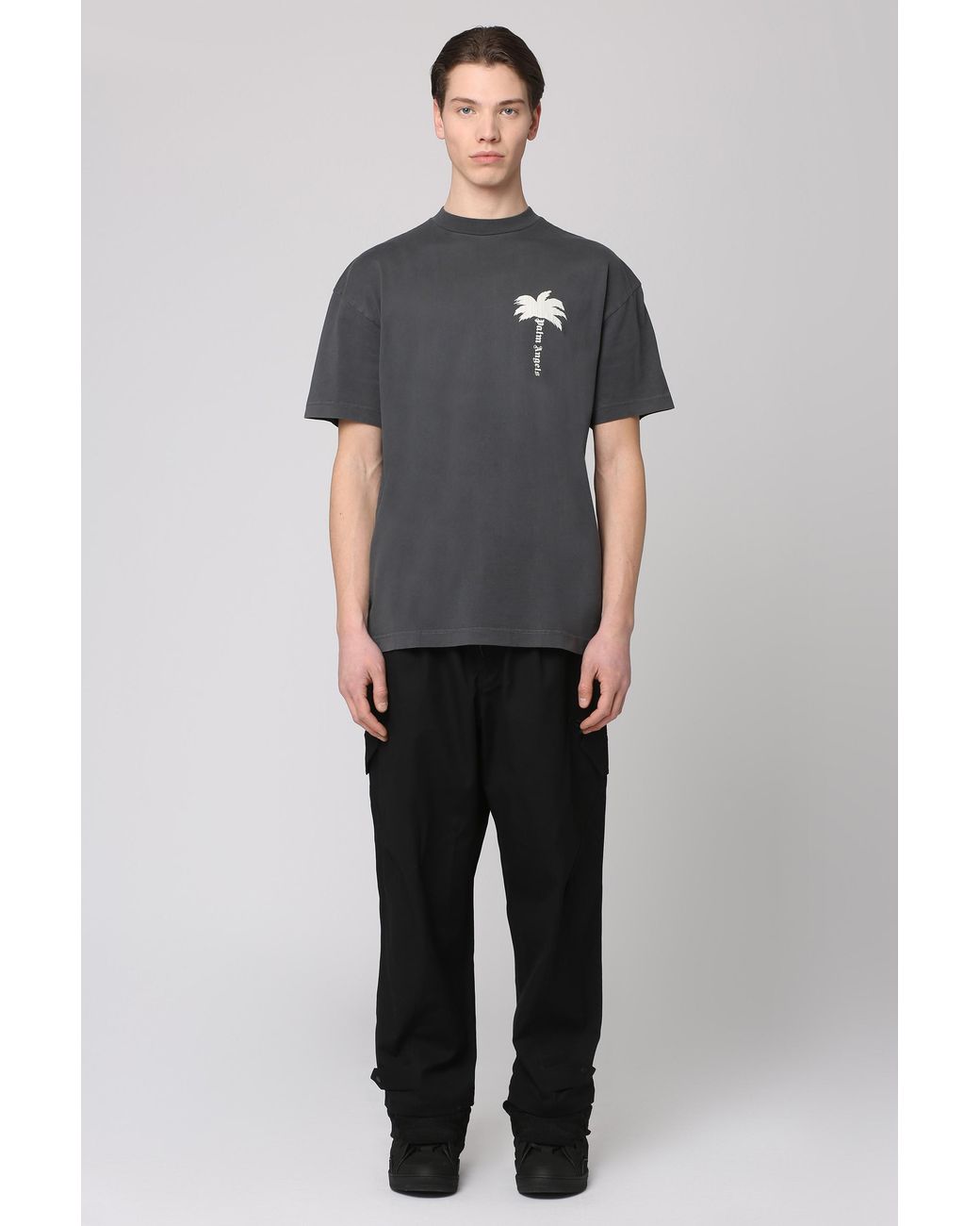 Palm Angels Black Cotton Crew-Neck T-Shirt T-Shirts for men