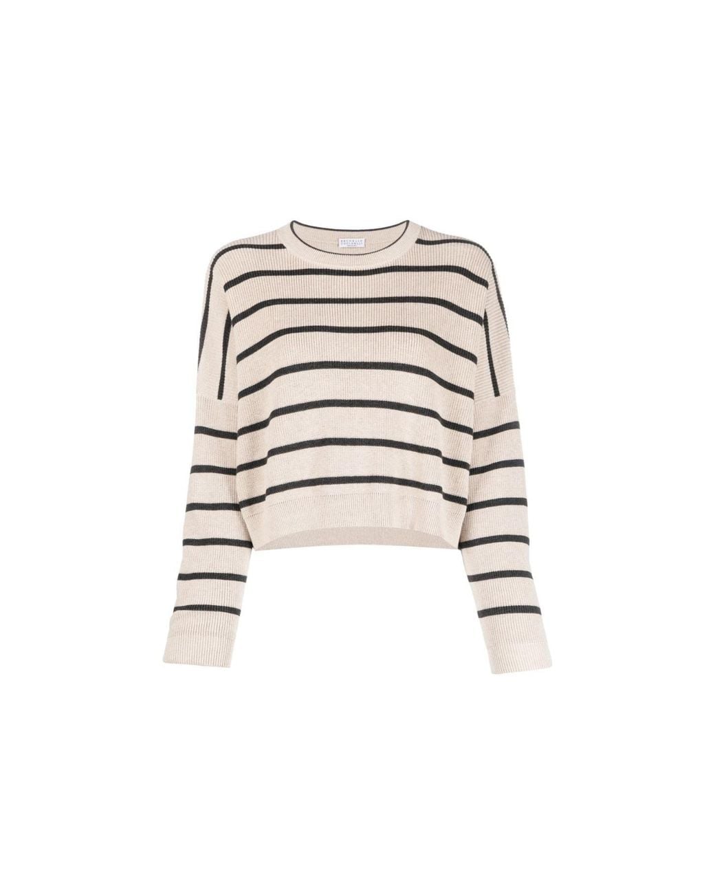 Brunello Cucinelli Black Light Striped Crop Sweater Clothing