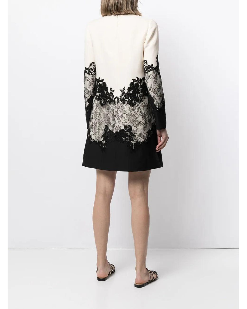 Valentino Black Lace-Embellished Shift Dress
