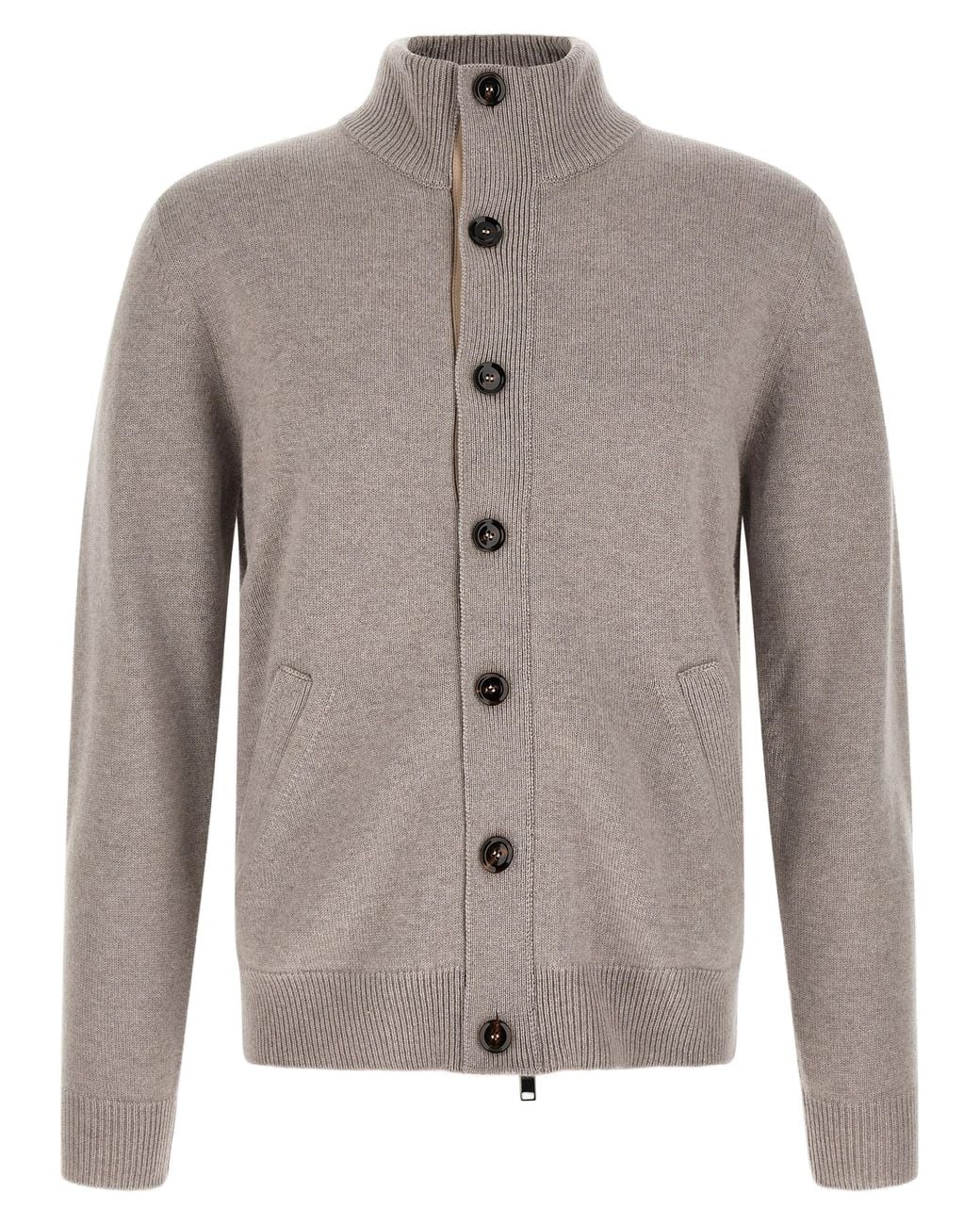 Brioni Gray Brioni Cashmere Cardigan for men