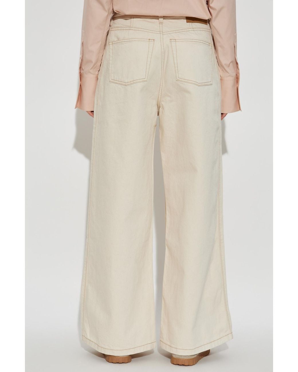 AMI White Wide-Leg Jeans