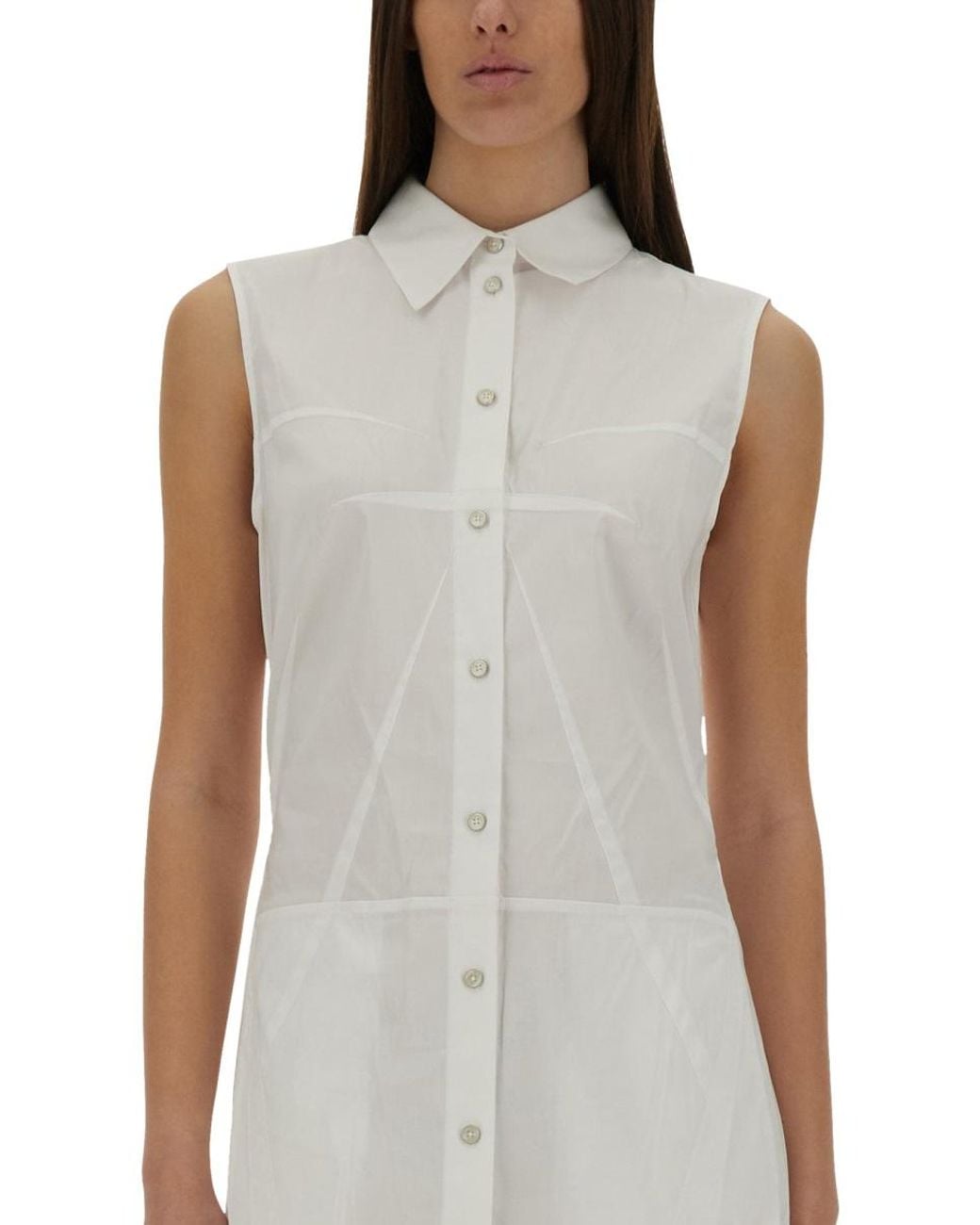 Helmut Lang Natural Bustier Shirt Dress Cotton