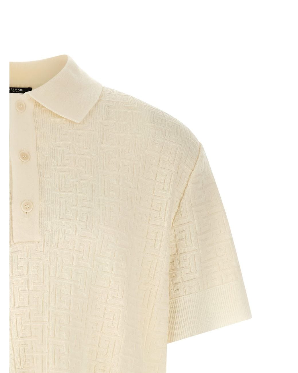 Balmain Natural Monogram Jacquard Polo Shirt for men