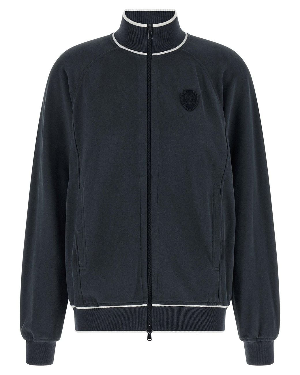 Brunello Cucinelli Black Heraldic Patch Cotton Sweatshirt
