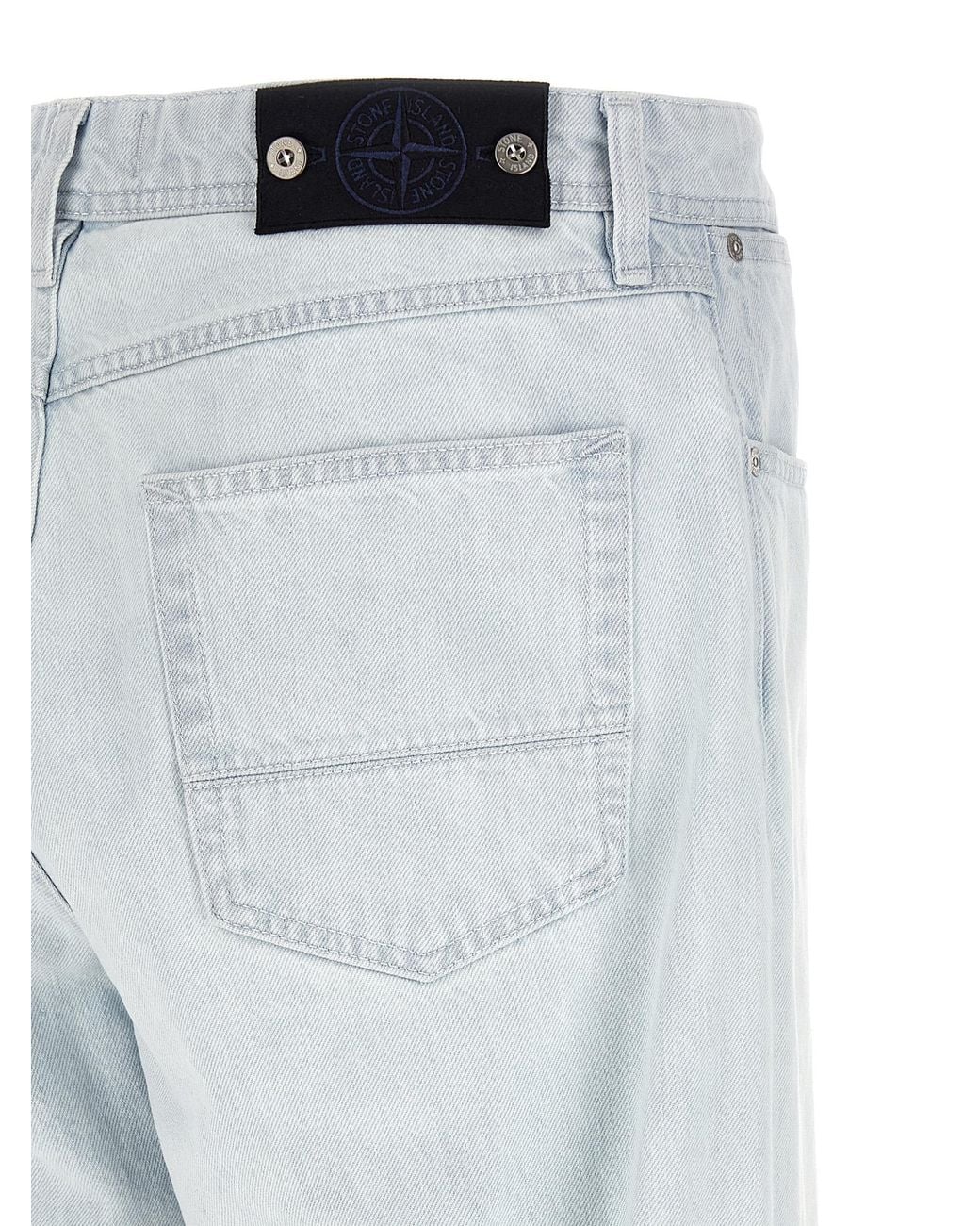 Stone Island Blue Bleached Denim Jeans for men