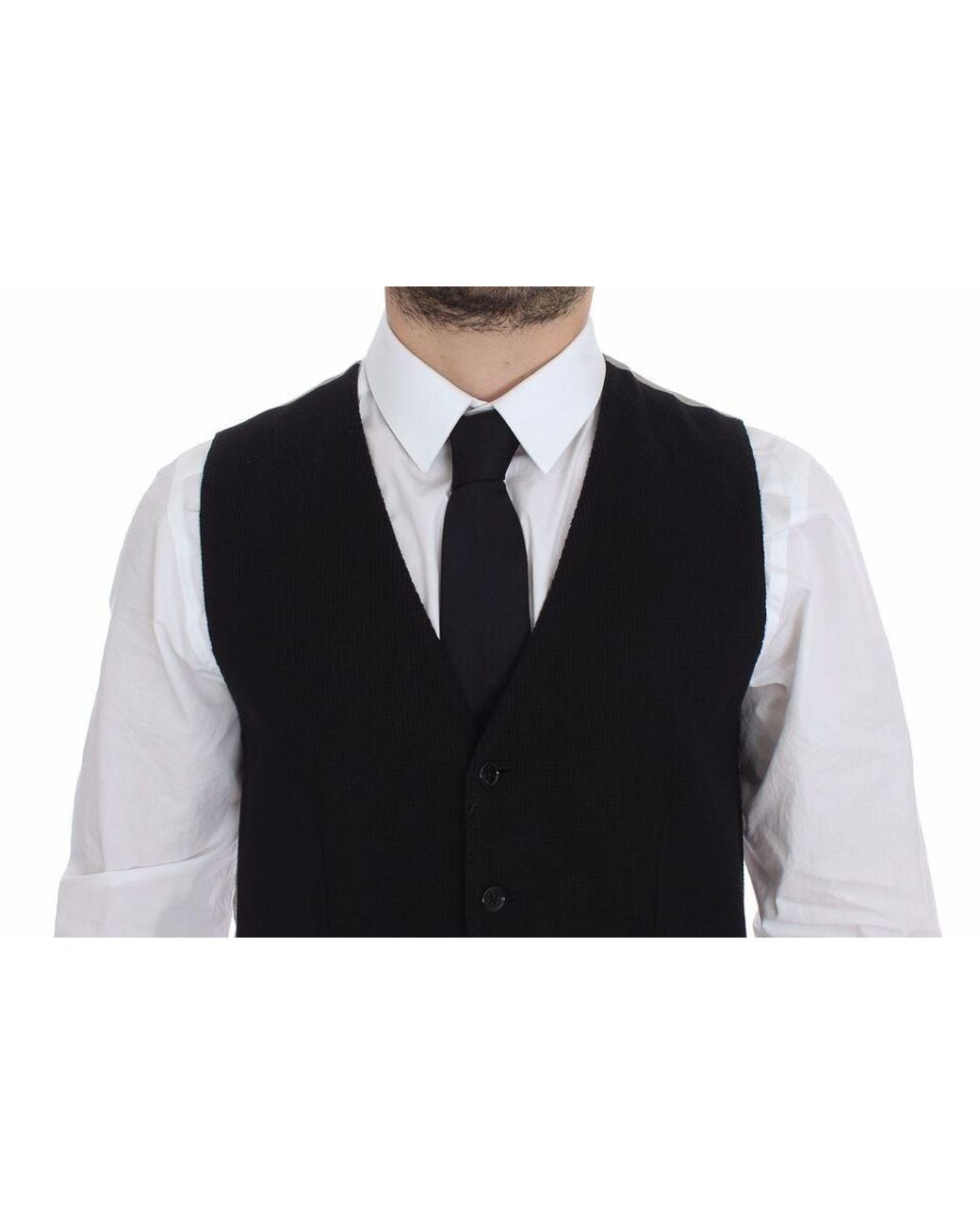 Dolce & Gabbana Black Cotton Dress Vest Blazer Jacket Silk for men
