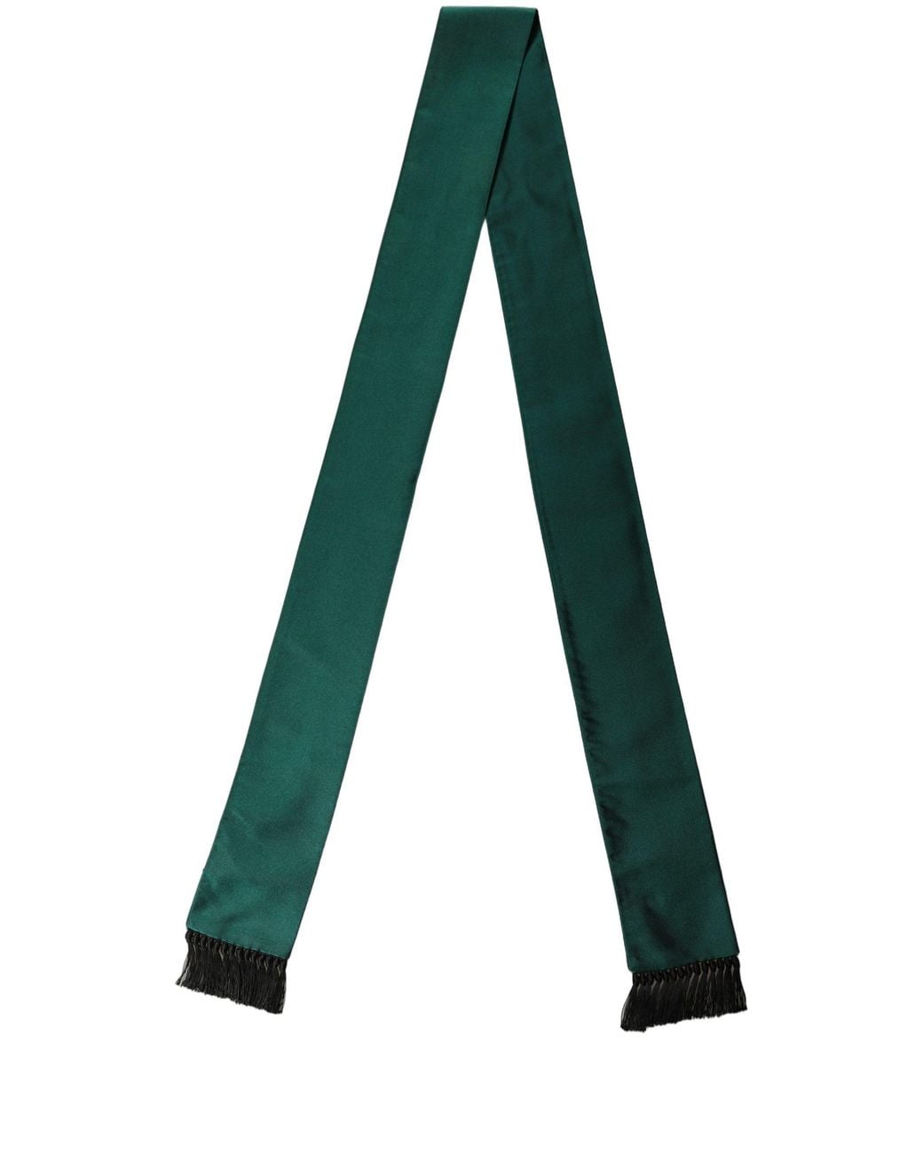 Dolce & Gabbana Green Satin Silk Fringed Lace Stole And Accessory for men