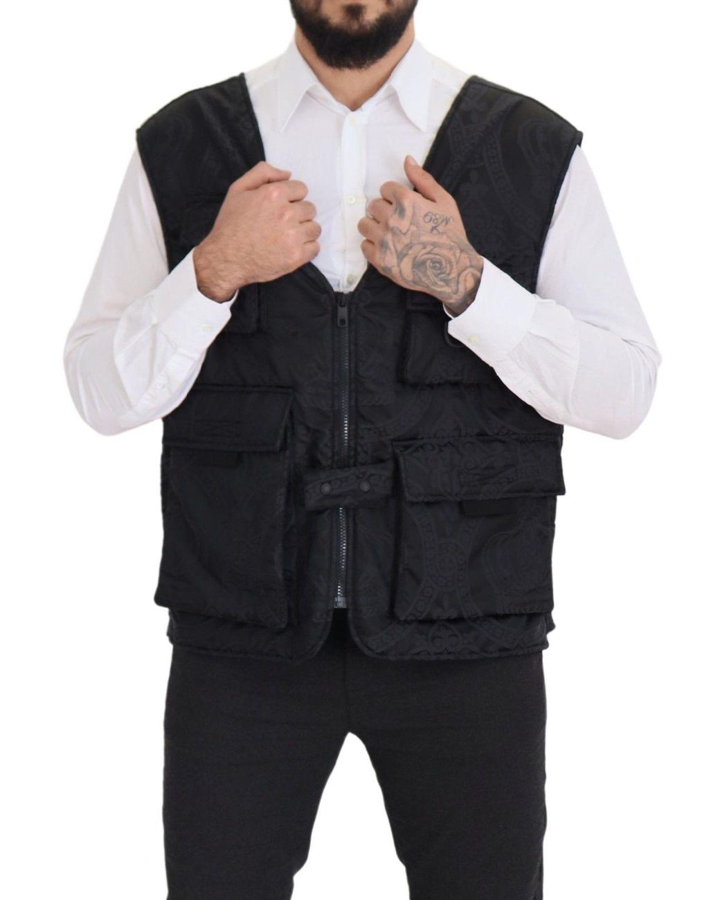Dolce & Gabbana Black Nylon Full Zip Sleeveless Jacket Clothing for men