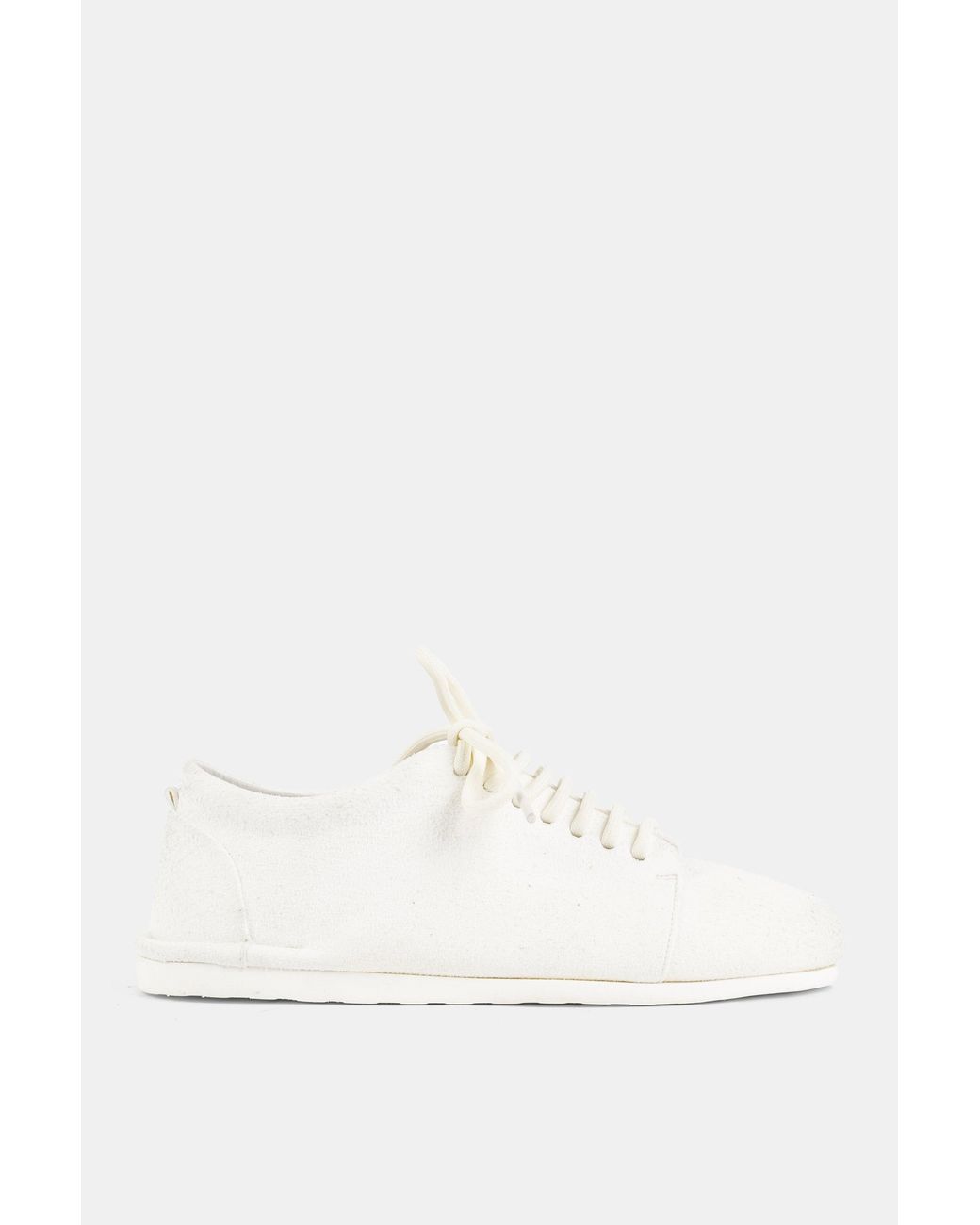 Marsèll White Derby Sancrespella Long Hair Leather Rubber Sole Flat Shoes