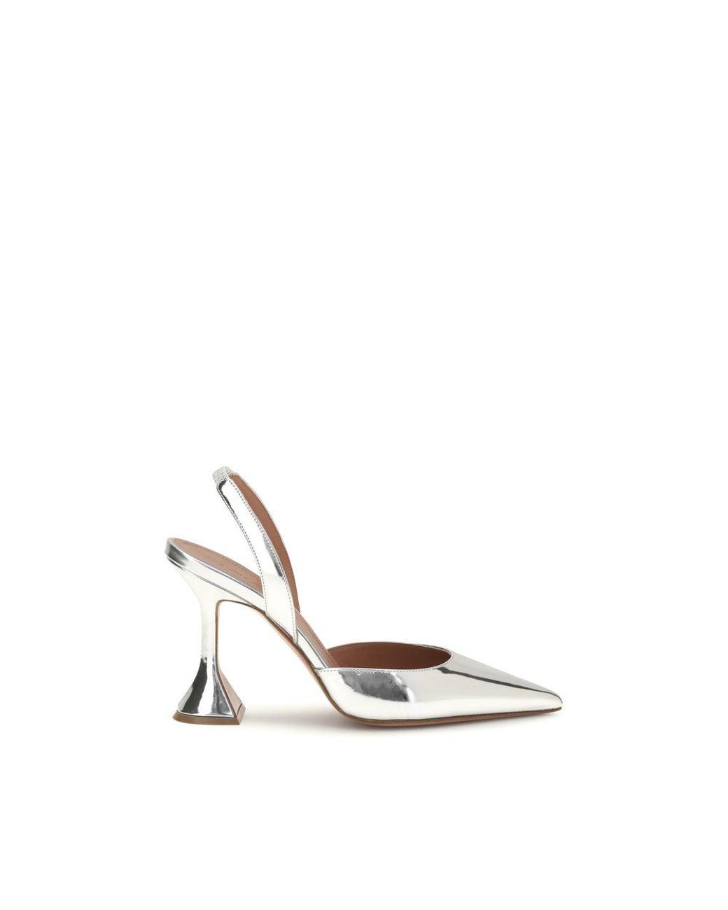 AMINA MUADDI Metallic Silver Calf Leather Bos Taurus High Heel Pumps