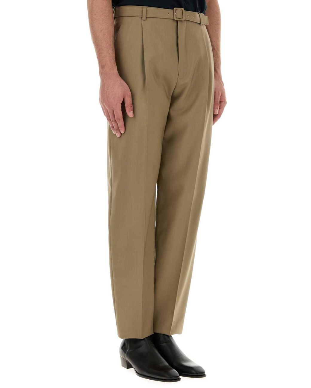 Saint Laurent Natural Cappuccino Wool Blend Pant for men
