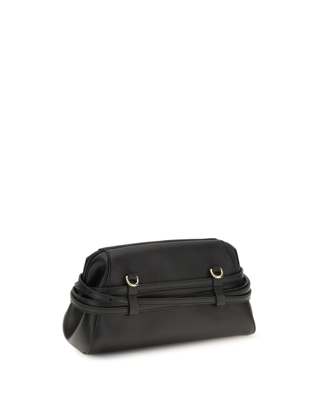 Moschino Black Clutch With Belt Detail Goatskin (Hircus Goatskin) Shoulder Bags