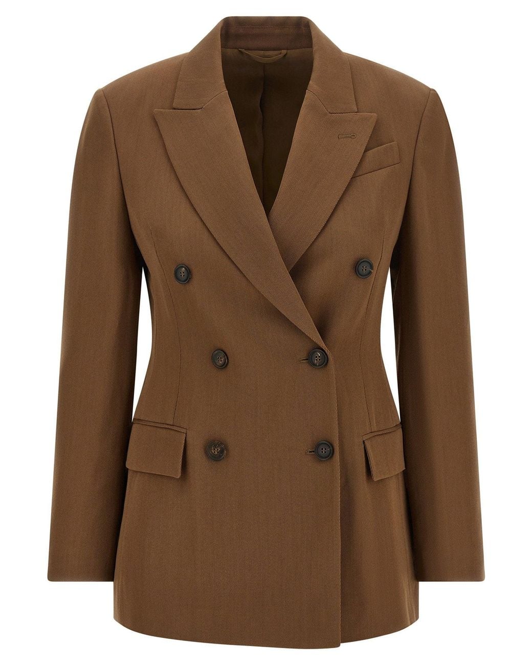 Brunello Cucinelli Brown Double-Breasted Virgin Wool Blazer