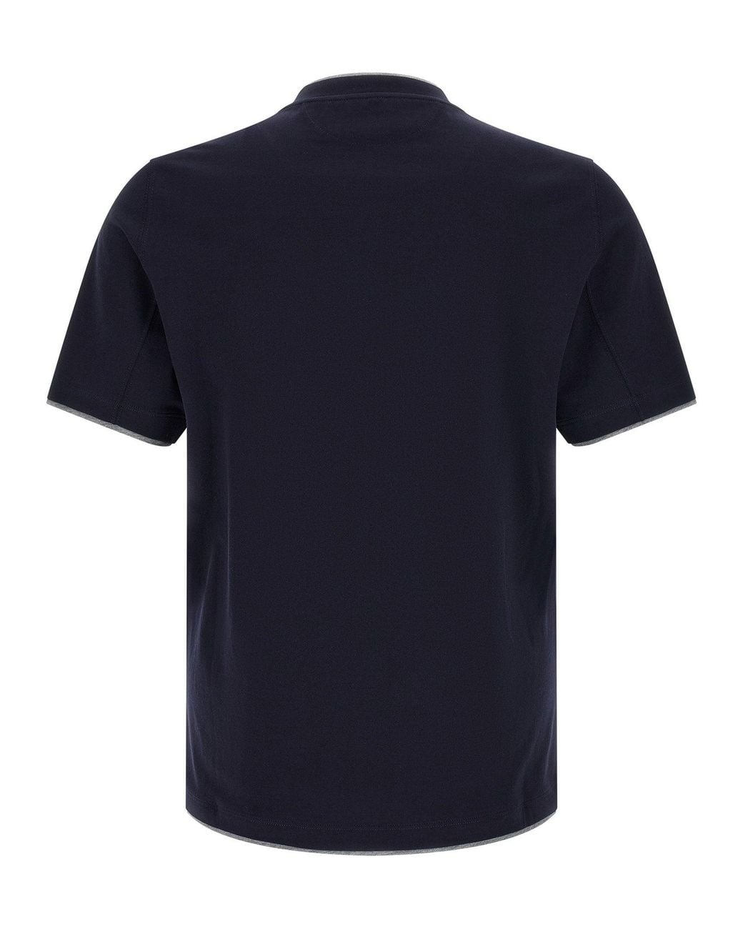 Brunello Cucinelli Blue Double-Layer Cotton T-Shirt for men