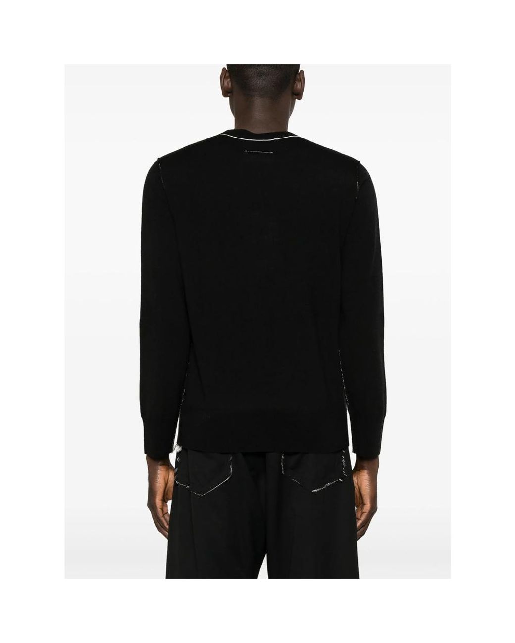 MM6 by Maison Margiela Black Numbers-Motif Fine-Knit Jumper for men