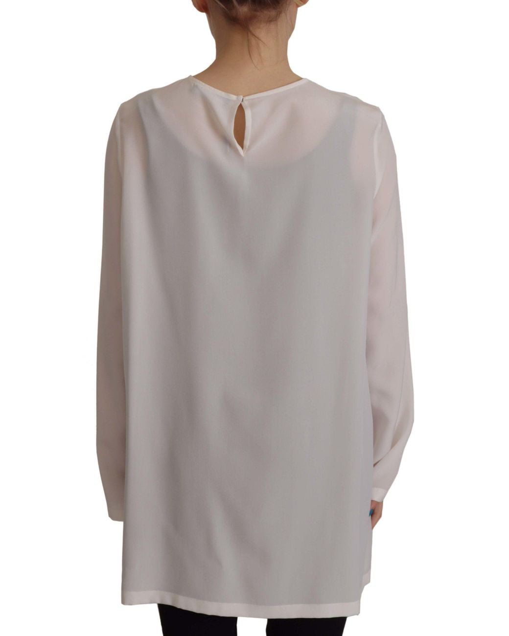 Dolce & Gabbana Gray Elegant Silk Top With Logo Embroidery
