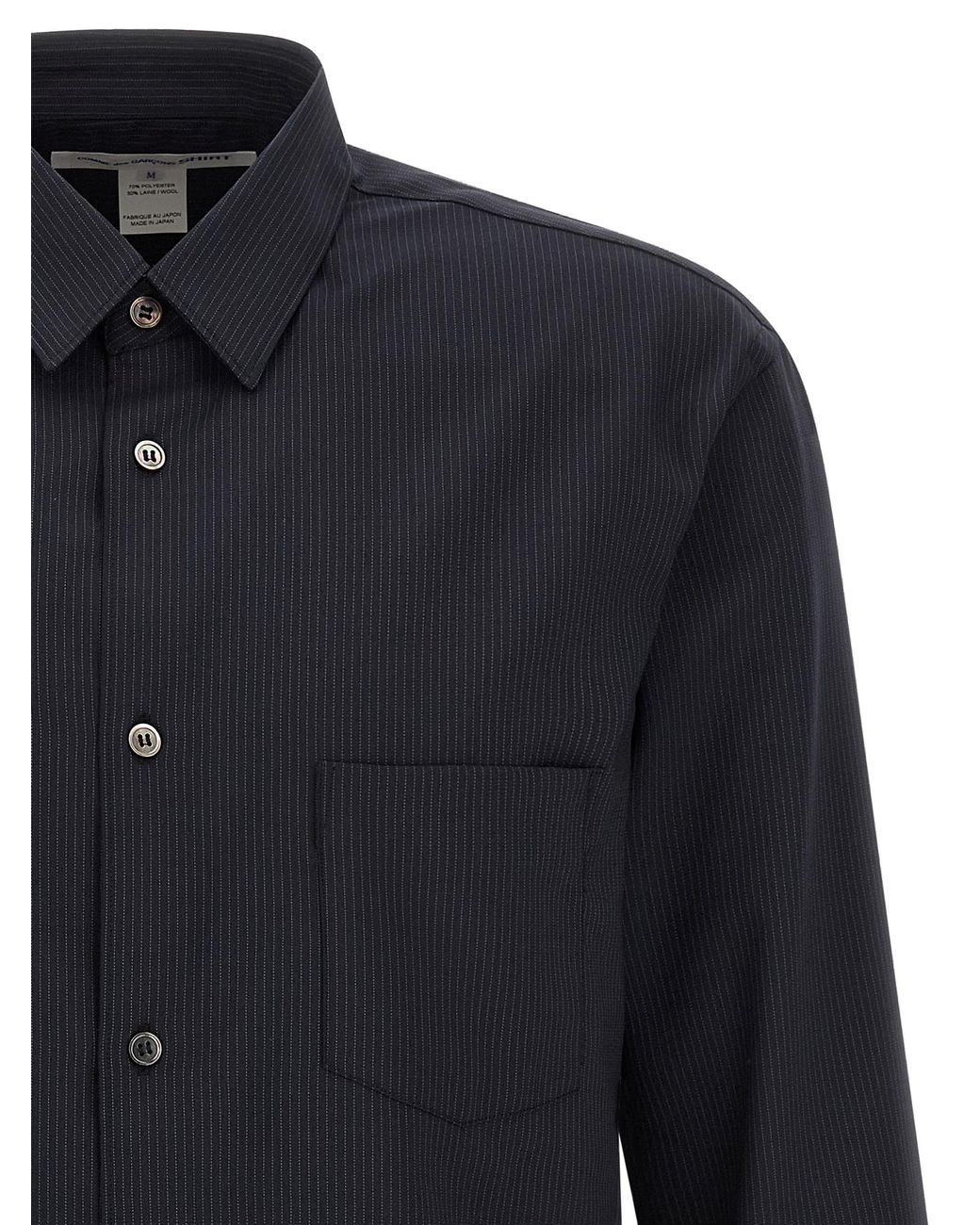 Comme des Garçons Blue Comme Des Garçons Pinstripe Wool Blend Shirt for men