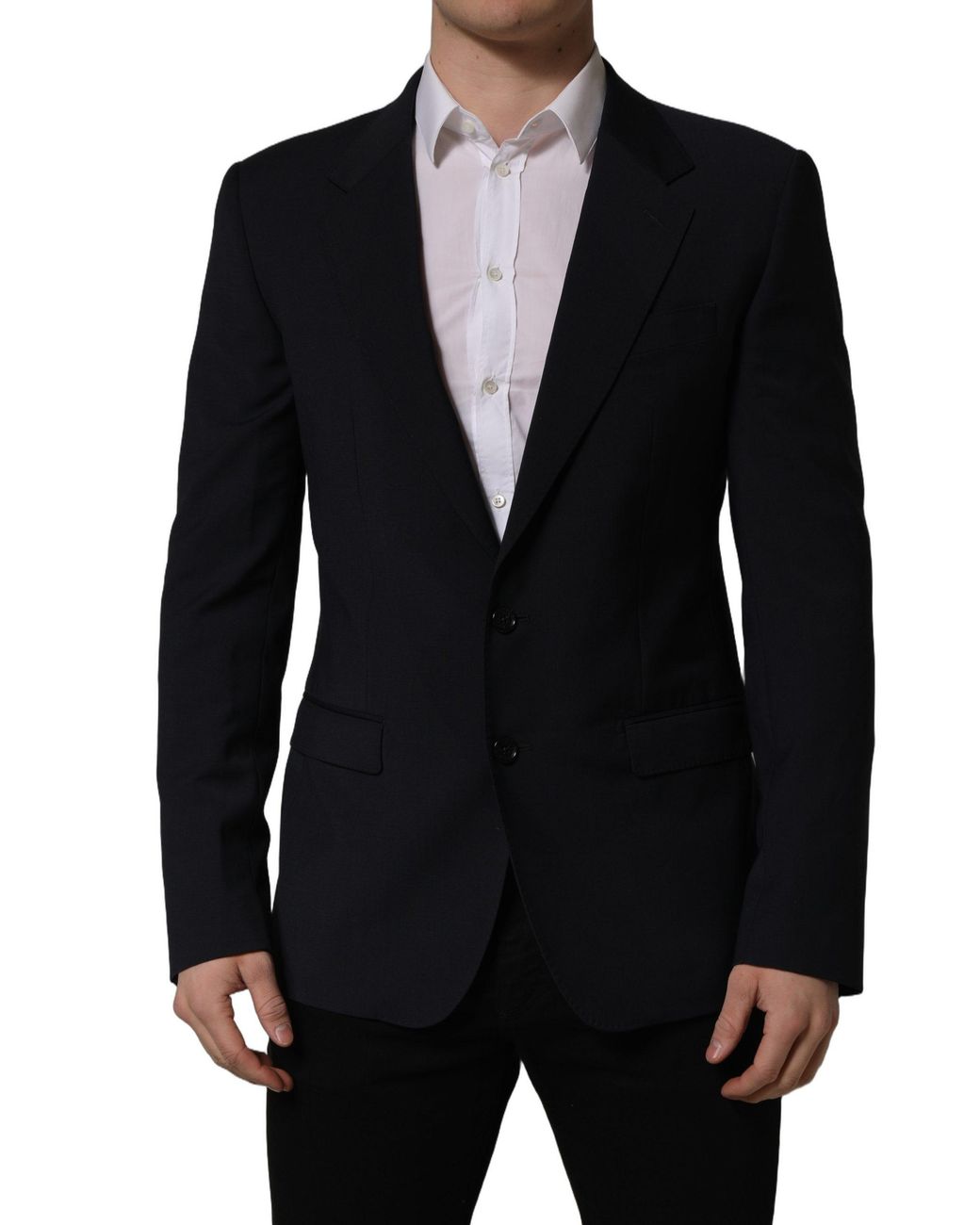 Dolce & Gabbana Black Wool Single Breasted Blazer Jacket Polyester Elastane Clothing for men