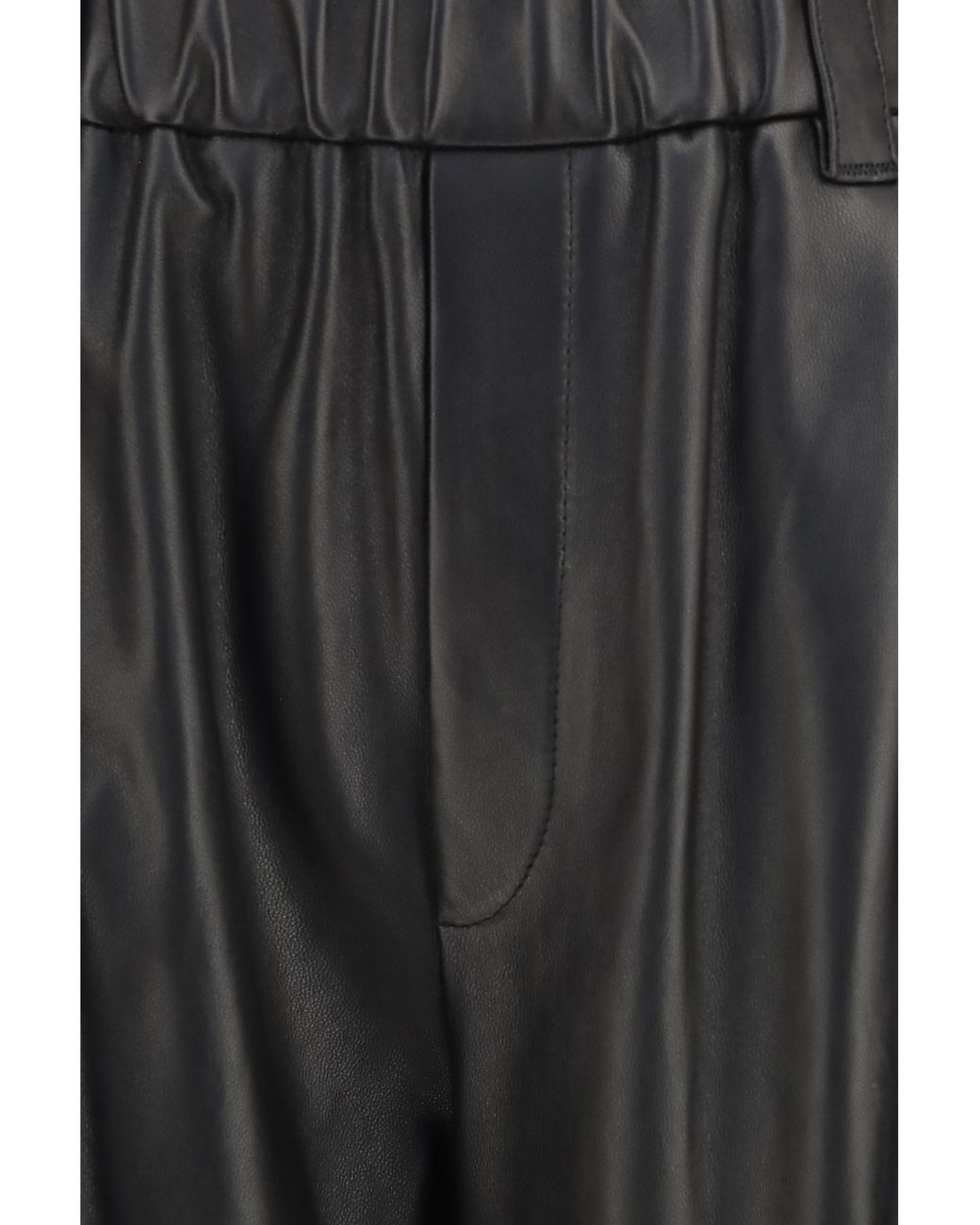 Brunello Cucinelli Black Baggy Nappa Leather Pants Trousers