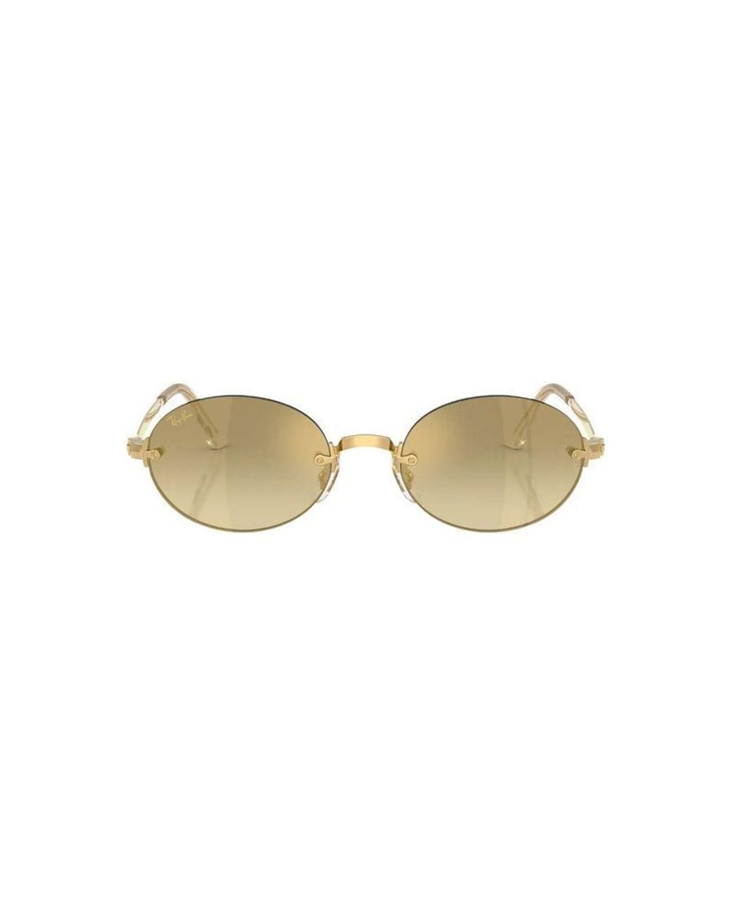 Ray-Ban Metallic Ray-Ban 0Rb3929 Oval Metal Frame Sunglasses