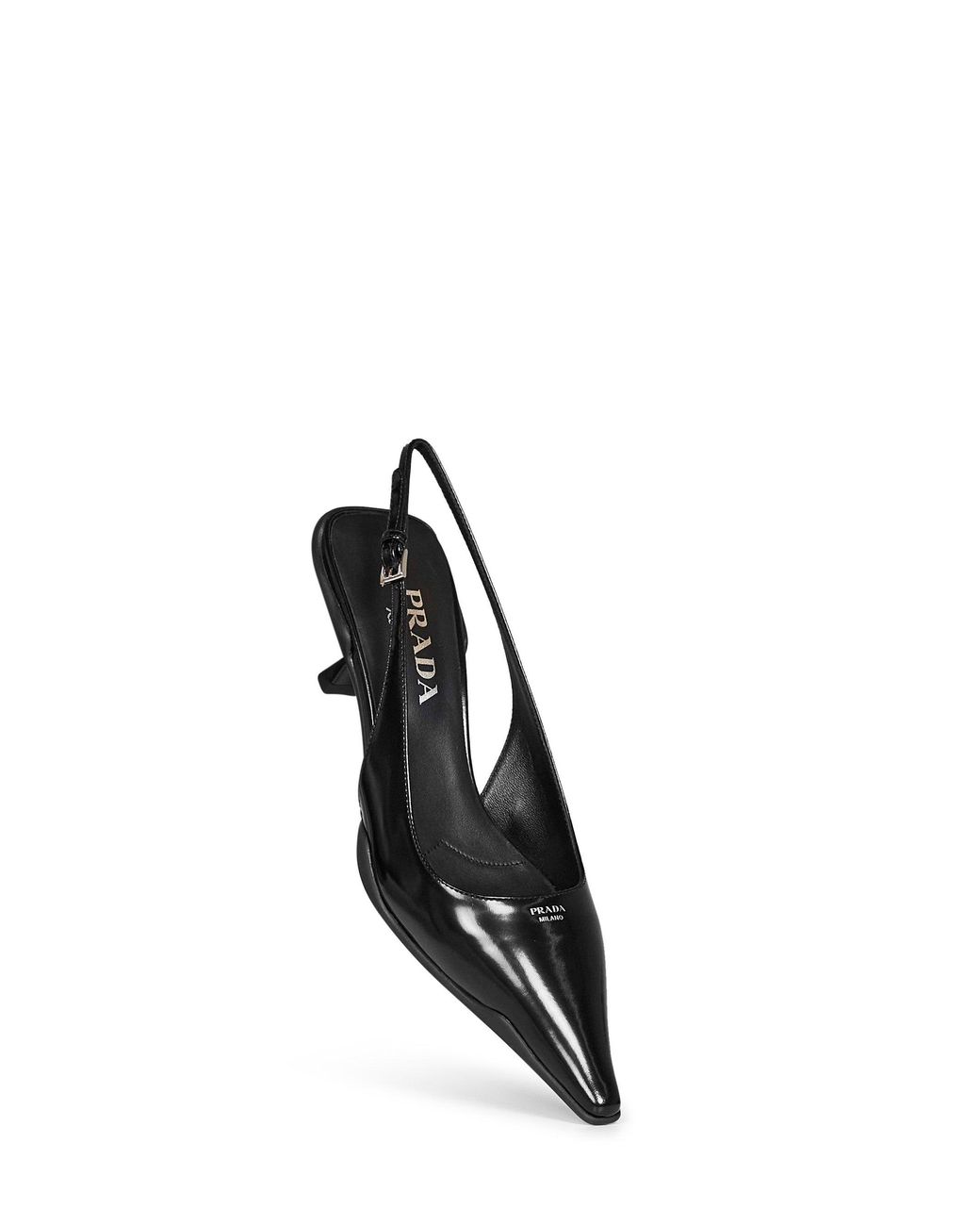 Prada White Calzature Brushed Leather Slingback Pumps