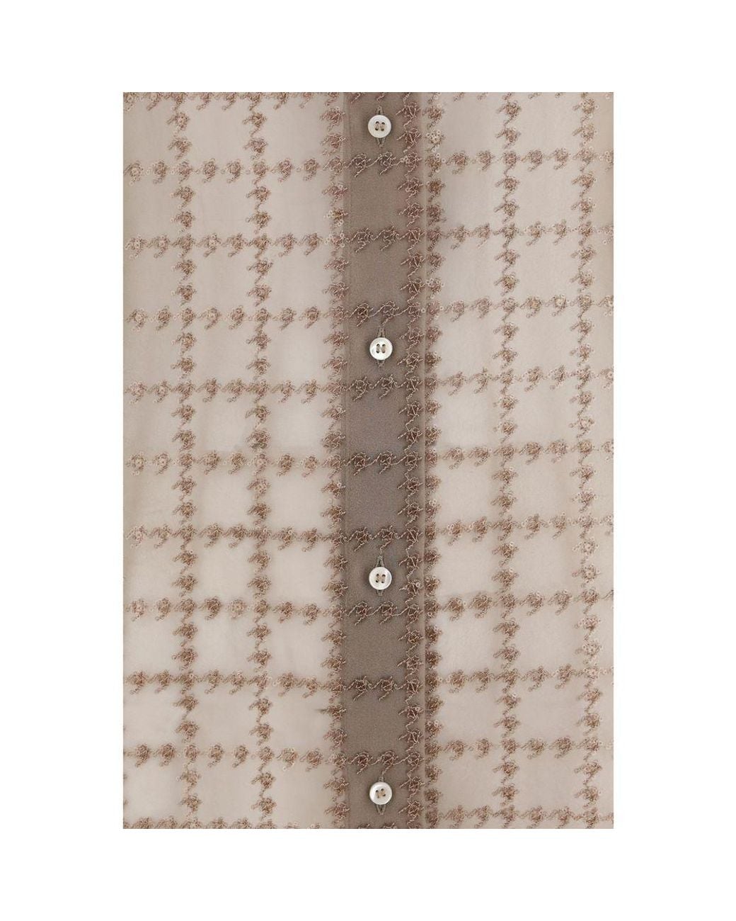 Brunello Cucinelli Brown Beige Silk Pattern Shirt