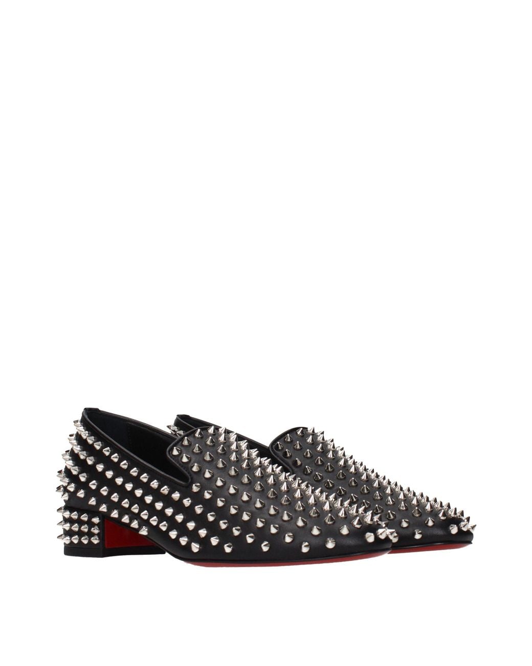 Christian Louboutin Black Leather Slip-On Loafers