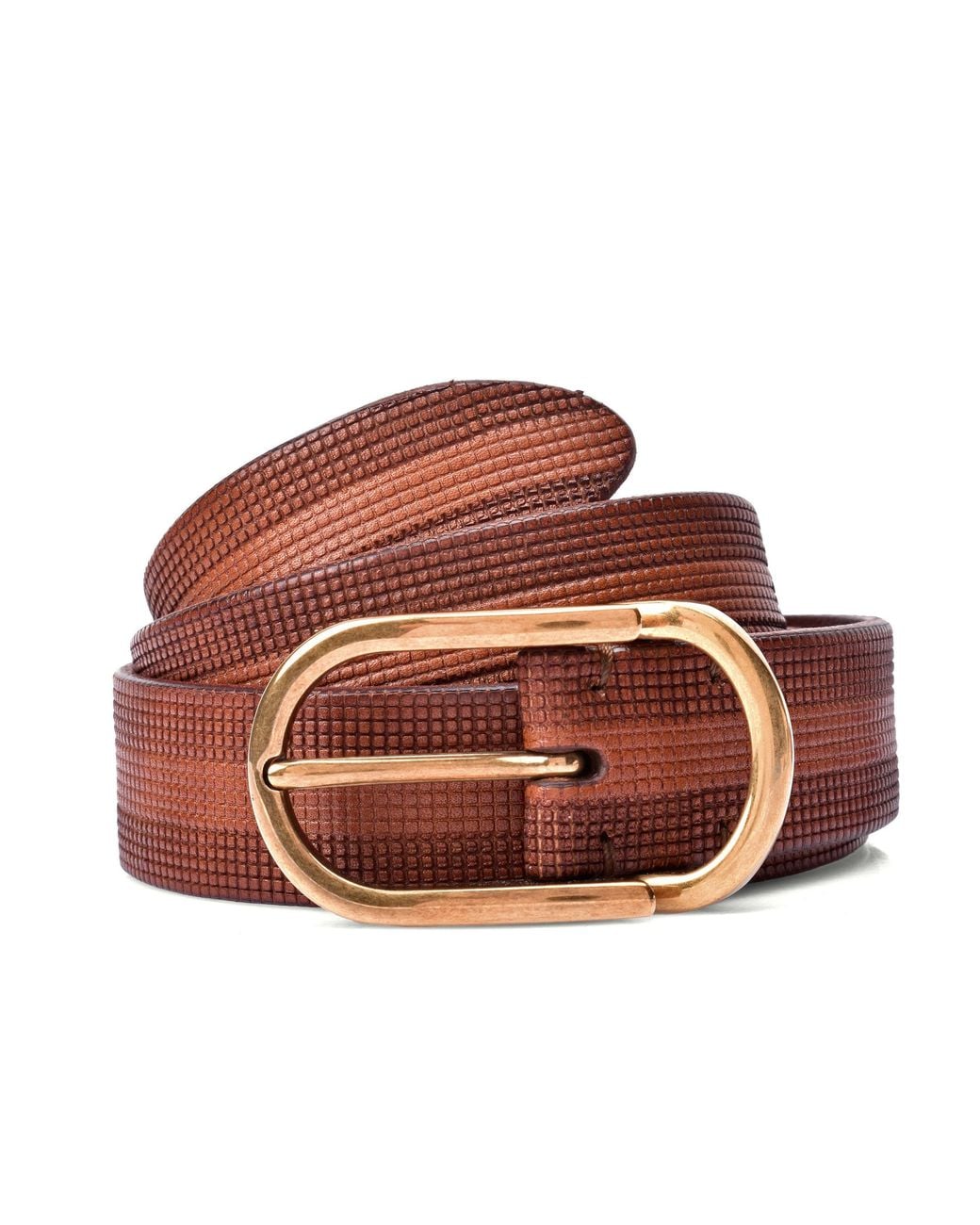 Brunello Cucinelli Brown Leather Textured Belt Accessories & Slg for men