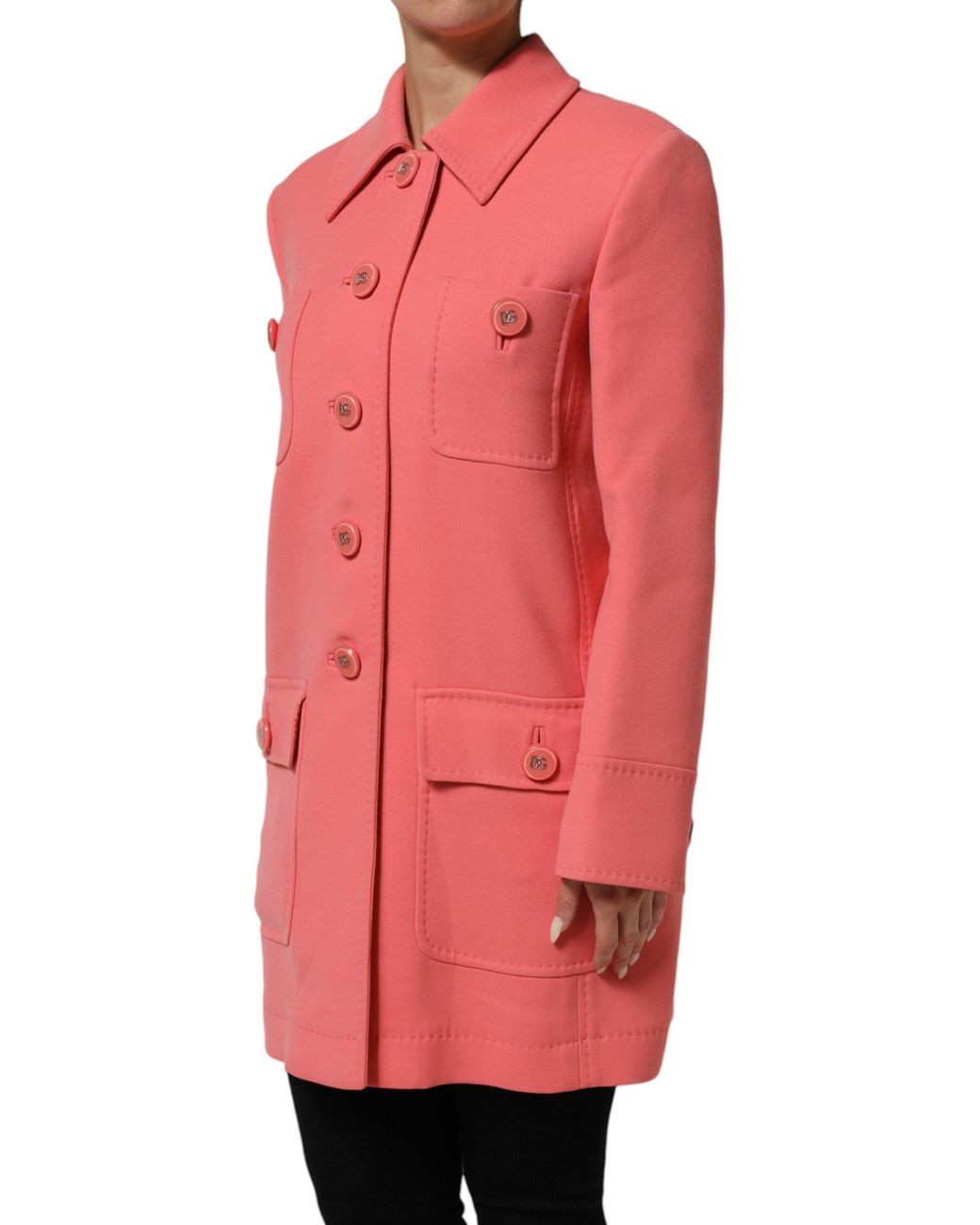 Dolce & Gabbana Pink Buttoned Down Trench Coat Jacket Clothing
