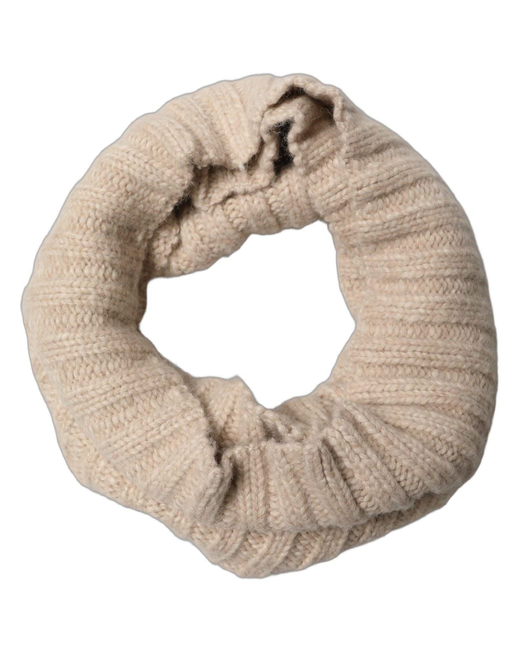 Dolce & Gabbana White Ribbed Knit Neck Warmer Scarf Lama Nylon
