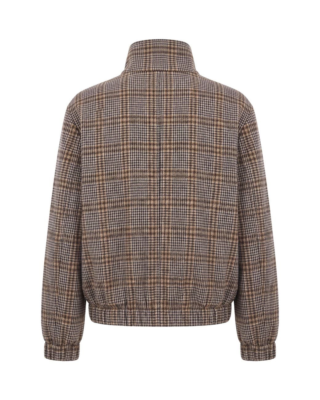 Fabiana Filippi Brown Bomber Jacket Checked Jersey Wool