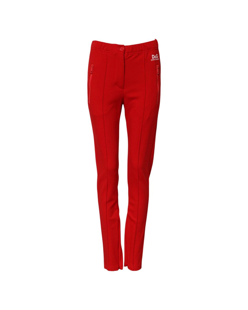 Dolce & Gabbana Red Mid Waist Slim Fit Pants