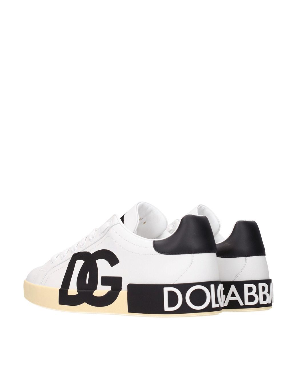 Dolce & Gabbana White Logo Leather Sneakers for men