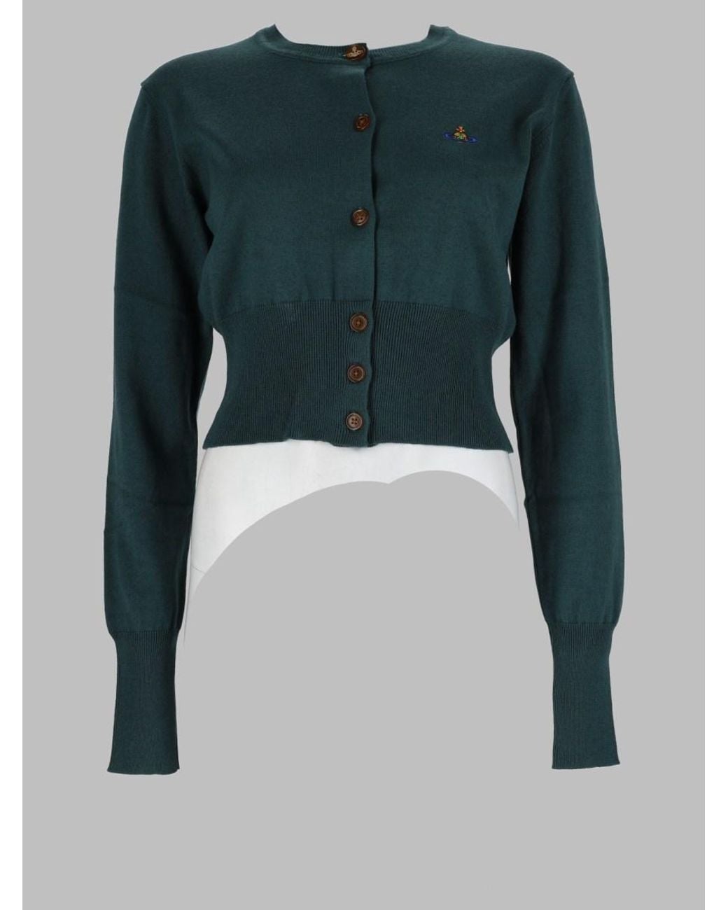 Vivienne Westwood Blue Bea Cropped Cardigan Cotton Cashmere Sweater