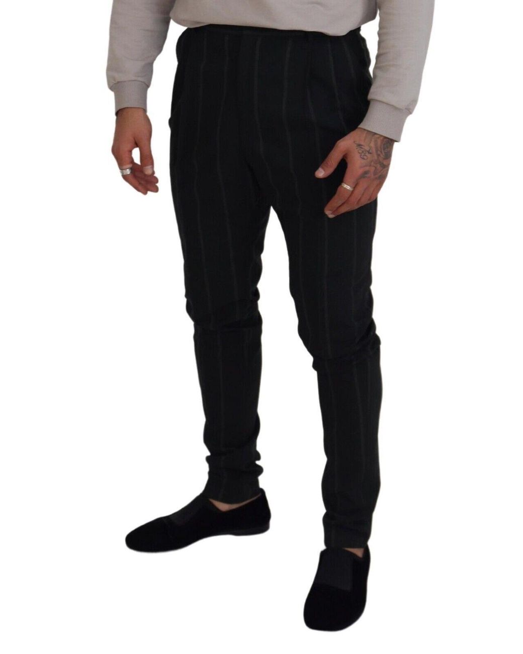 Dolce & Gabbana Black Stripedtrousers Cotton Pants for men