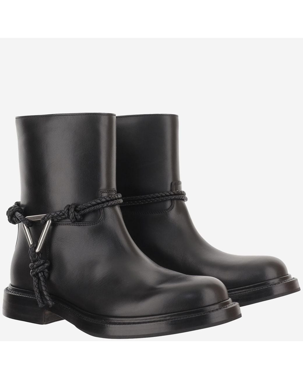 Bottega Veneta Black Leather Ankle Boots James