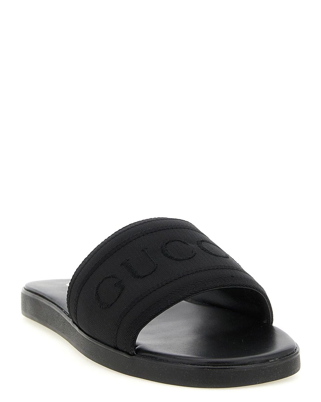 Gucci Black Jacquard Logo Slides for men