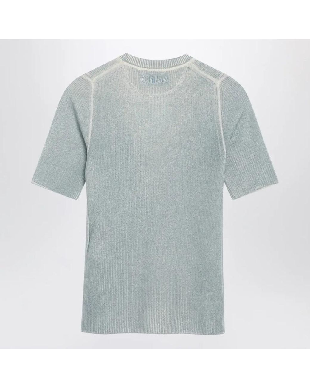 Chloé Blue Top Tricoté Côtelé Bleu Ciel