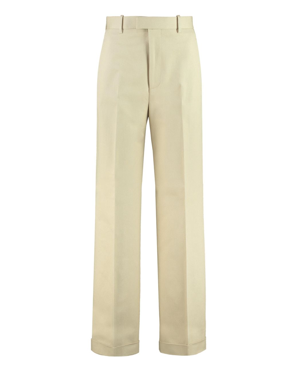 Bottega Veneta Natural High-Rise Cotton Trousers Wide-Leg